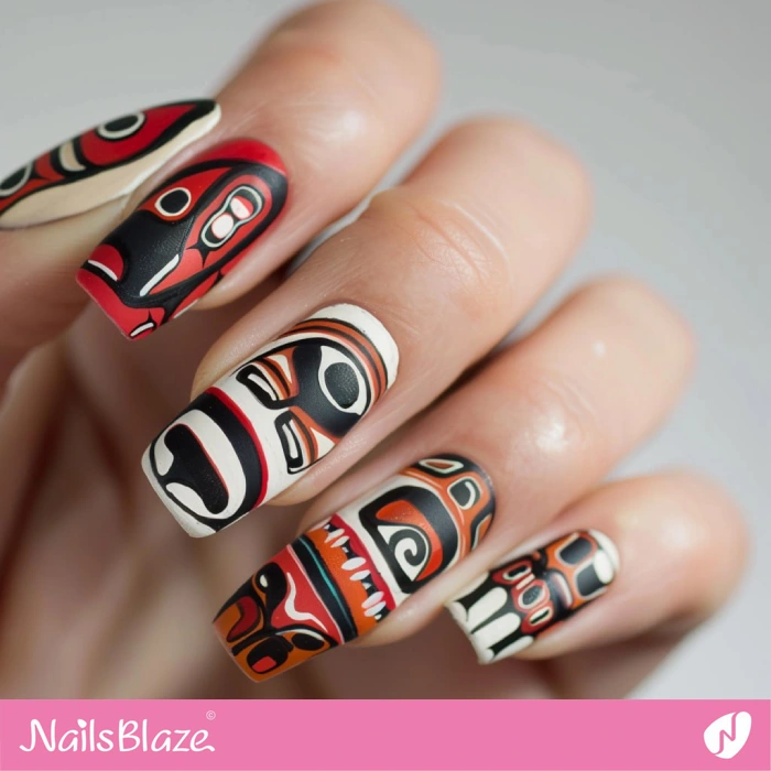 Abstract Haida Gwaii Nails Design | Tribal Nails - NB4583